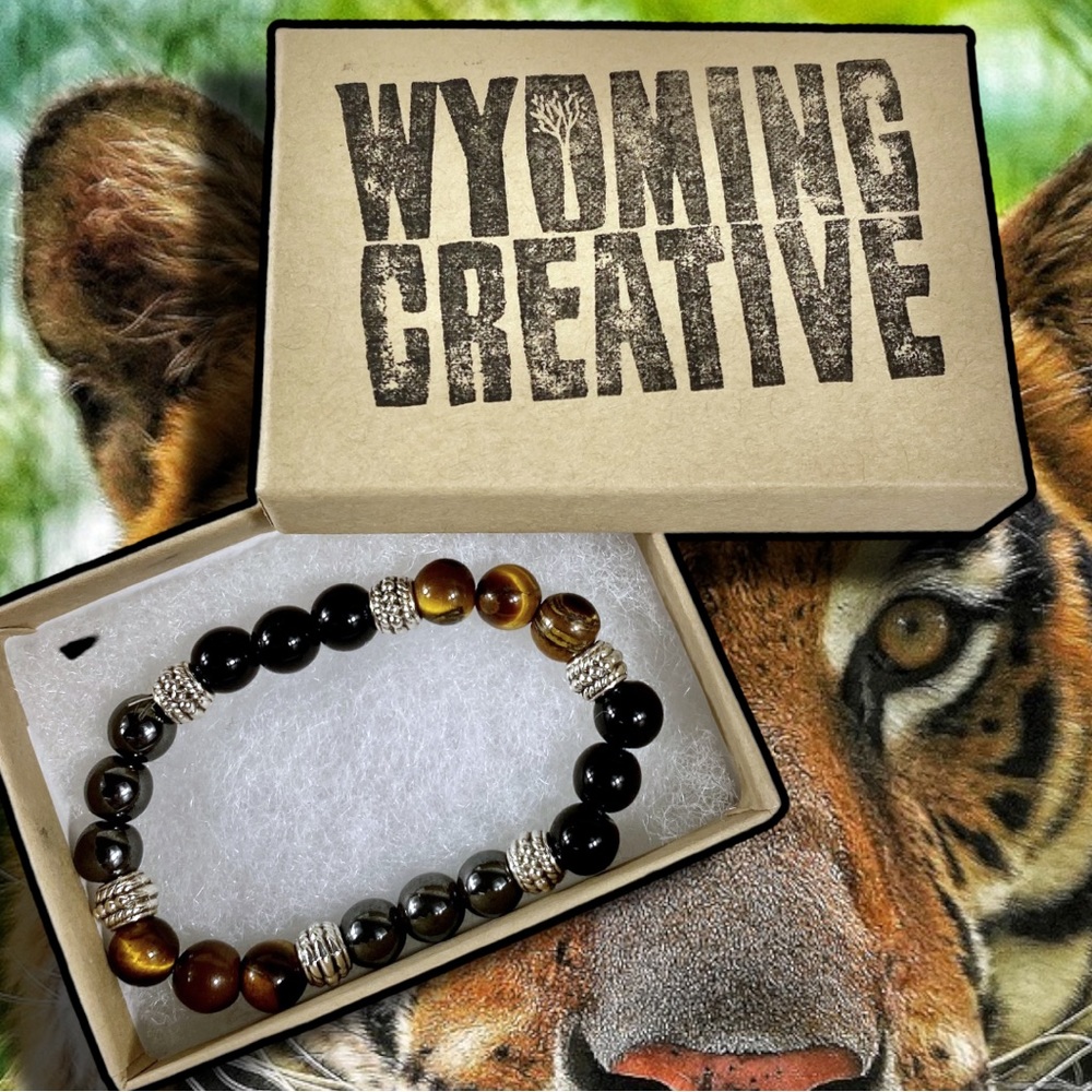 - Magnetic Tiger Eye Hematite Stone Bead bracelet
